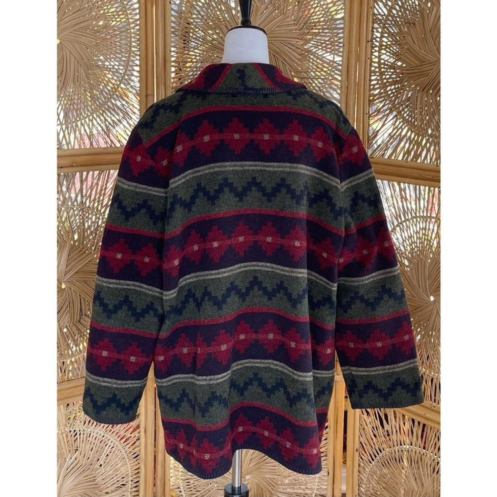 Vintage Portraits by Northern Isles Wool Aztec Southwestern Red Green Jacket - Picture 7 of 7